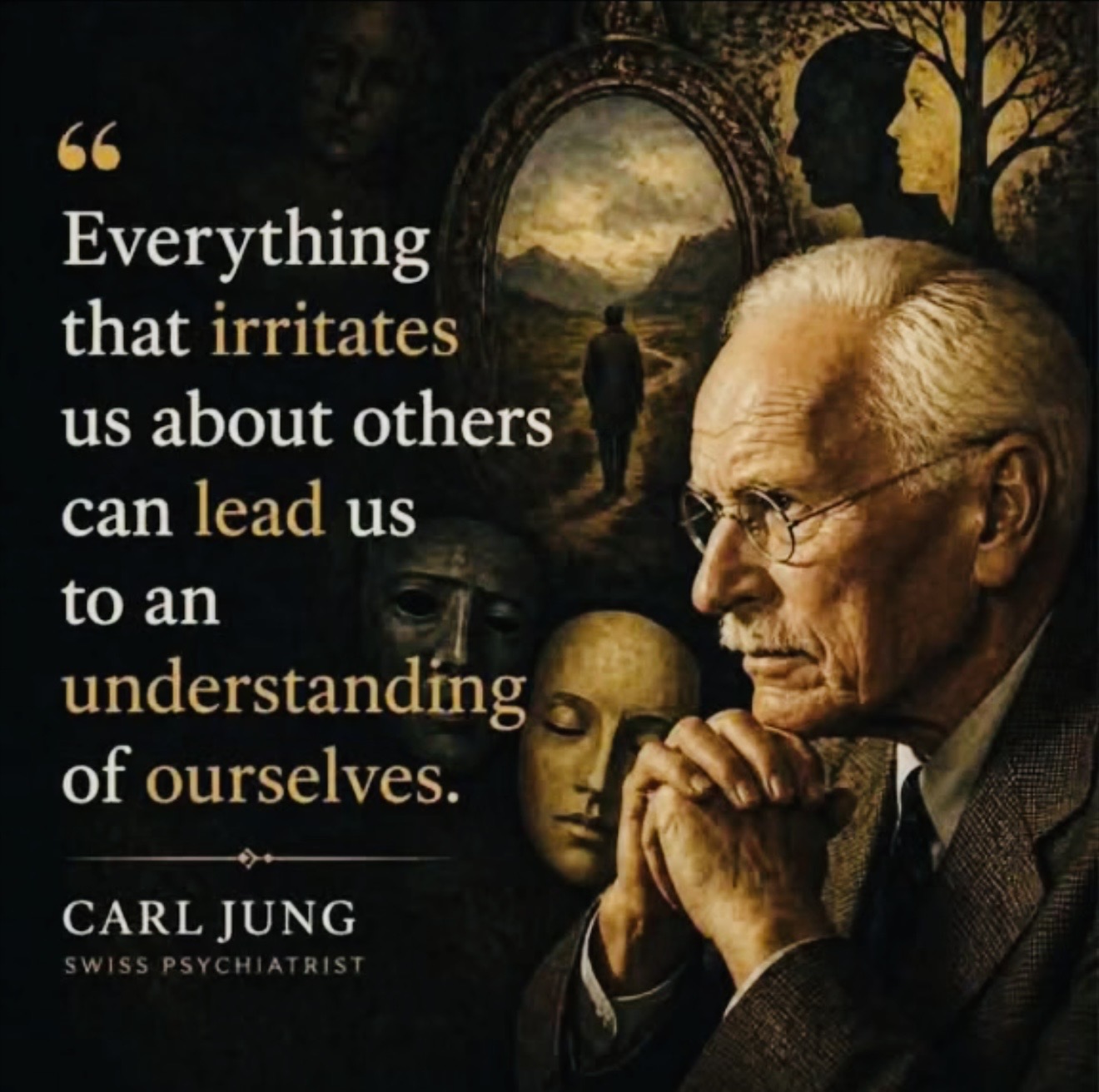 Original supplied Carl Jung portrait and quotation: Everything that irritates us about others can lead us to an understanding of ourselves.